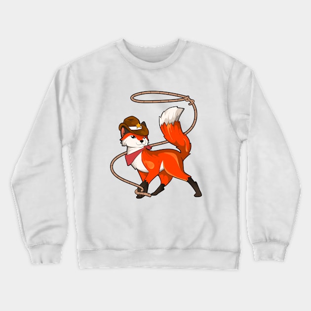 Cartoon Cowboy Fox Crewneck Sweatshirt by Modern Medieval Design